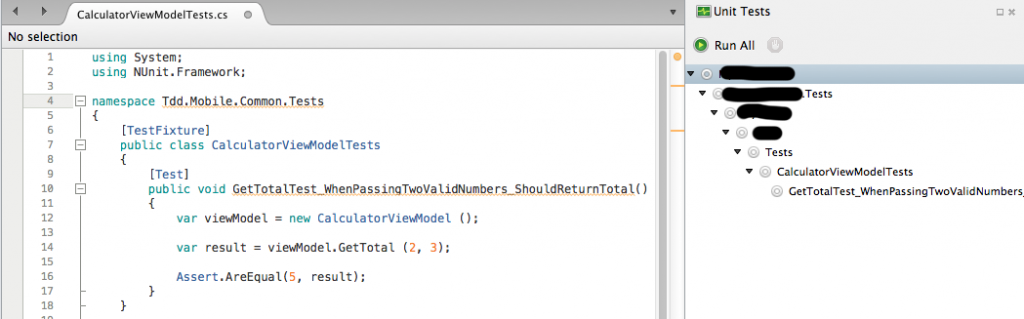 Tdd Mobile Common Tests in Xamarin Studio